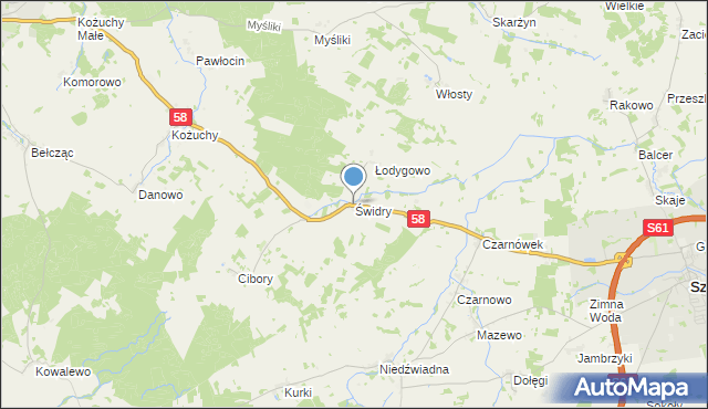mapa Świdry, Świdry gmina Biała Piska na mapie Targeo